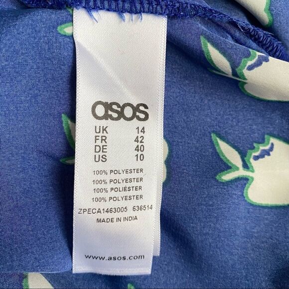 ASOS Slinky Apple Romper, Blue & White, Size 14P - Picture 7 of 8